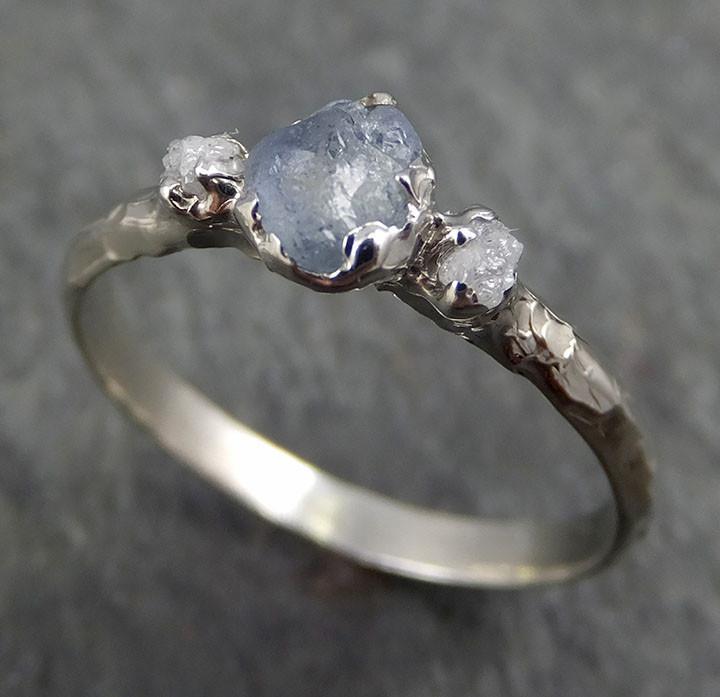 Raw Sapphire Diamond White Gold Engagement Ring blue Multi stone Weddi ...