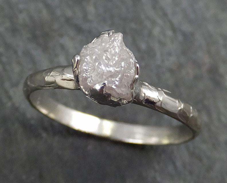 Raw Rough Uncut Diamond Engagement Ring Rough Diamond Solitaire 14k white gold Conflict Free Diamond Wedding Promise byAngeline 0359 - by Angeline