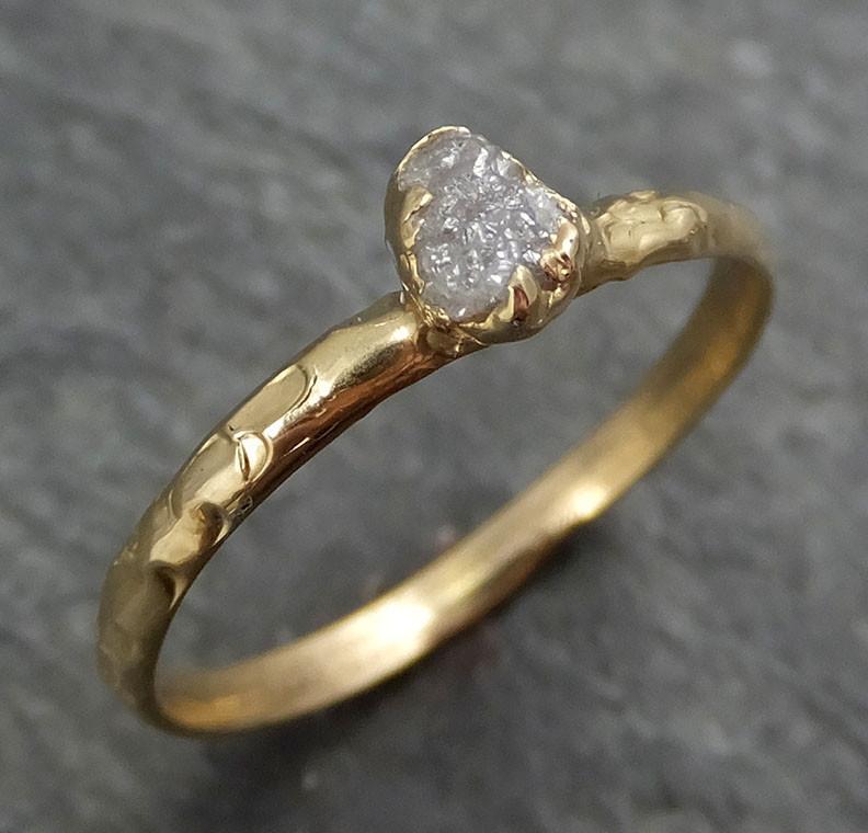 Raw Diamond Engagement Ring Rough Uncut Diamond Solitaire Recycled 14k yellow gold Conflict Free Diamond Wedding Promise byAngeline 0366 - by Angeline