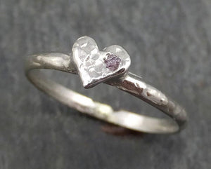 Raw rough Conflict Free Pink Diamond White Heart Ring byAngeline 0372 - by Angeline