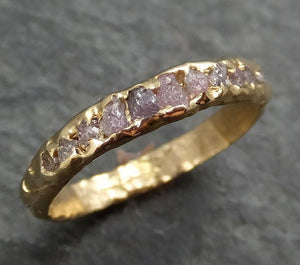 Custom Raw Rough Uncut Pink Diamond Multi stone Wedding Band 14k Gold Wedding Ring byAngeline C0373 - by Angeline