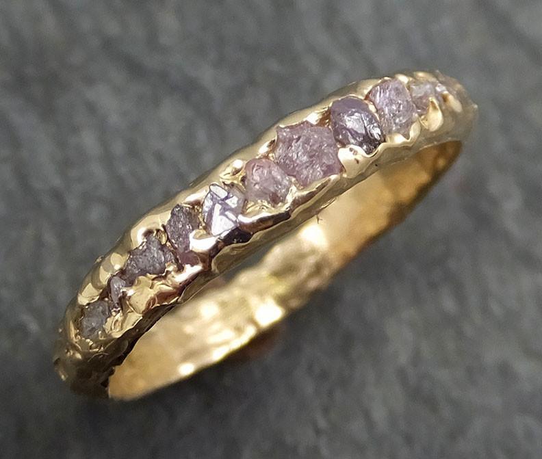 Custom Raw Rough Uncut Pink Diamond Multi stone Wedding Band 14k Gold Wedding Ring byAngeline C0373 - by Angeline