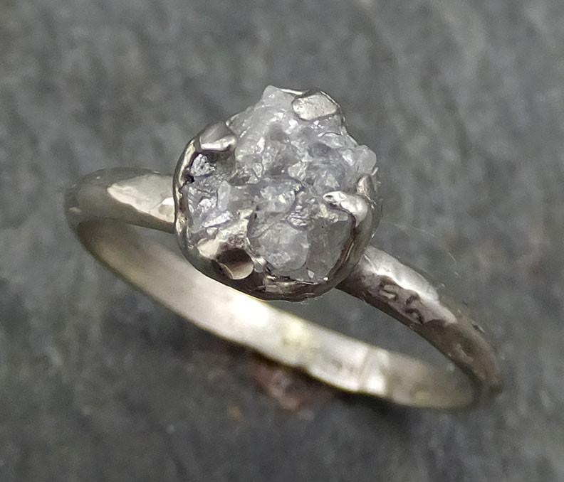 Raw Rough Uncut Diamond Engagement Ring Rough Diamond Solitaire 14k white gold Conflict Free Diamond Wedding Promise byAngeline 0379 - by Angeline