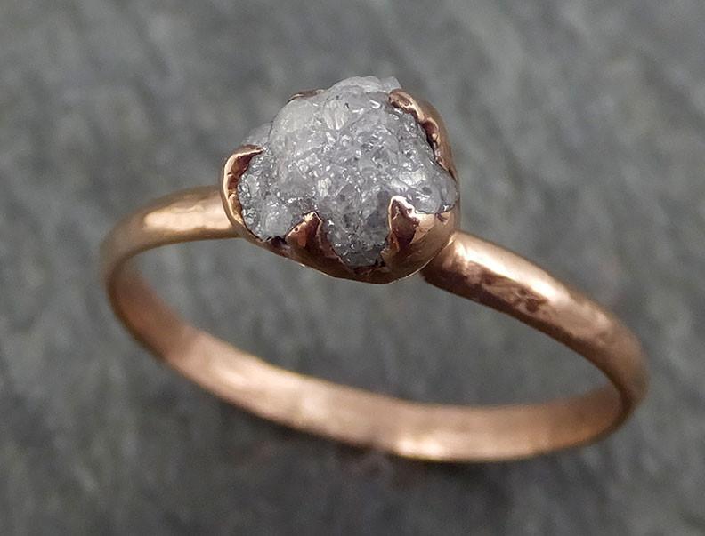 Raw Diamond Solitaire Engagement Ring Rough 14k rose Gold Wedding Ring diamond Stacking Ring Rough Diamond Ring byAngeline 0381 - by Angeline