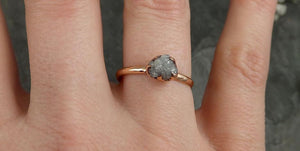 Raw Diamond Solitaire Engagement Ring Rough 14k rose Gold Wedding Ring diamond Stacking Ring Rough Diamond Ring byAngeline 0381 - by Angeline