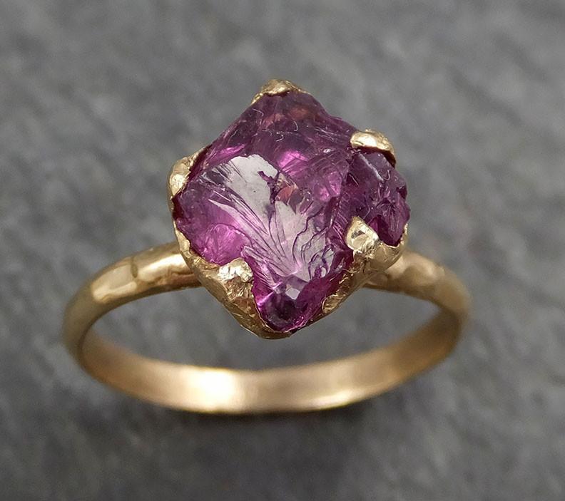 Rough Raw Natural Pink Pyrope Garnet Gemstone ring Recycled 14k yellow Gold One of a kind Gemstone ring byAngeline 0388 - by Angeline
