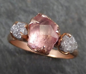 Raw Rough and partially Faceted Pink Topaz Diamond 14k rose Gold Ring One Of a Kind Gemstone Ring Recycled gold byAngeline 0392 - by Angeline