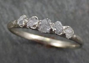 Dainty Raw Diamond White Gold Engagement Ring Wedding Ring Ring Multi stone byAngeline 0395 - by Angeline