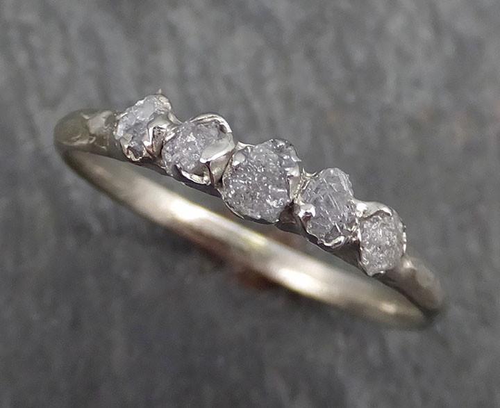 Dainty Raw Diamond White Gold Engagement Ring Wedding Ring Ring Multi stone byAngeline 0395 - by Angeline