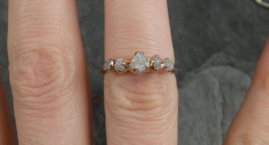 Raw Diamond Rose gold Engagement Ring Rough Gold Wedding Ring diamond Wedding Ring Rough Diamond Ring byAngeline 0398 - by Angeline