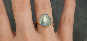 Raw Uncut Aquamarine Ring Solid 14k Gold Ring wedding engagement Rough Gemstone Ring Statement Ring Stacking byAngeline 0409 - by Angeline
