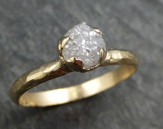 Raw Diamond Engagement Ring Rough Uncut Diamond Solitaire Recycled 14k yellow gold Conflict Free Diamond Wedding Promise byAngeline 0412 - by Angeline