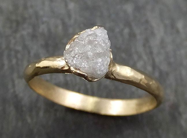 Raw Diamond Engagement Ring Rough Uncut Diamond Solitaire Recycled 14k yellow gold Conflict Free Diamond Wedding Promise byAngeline 0413 - by Angeline