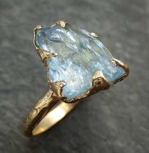 Raw Uncut Aquamarine Ring Solid 14k Gold Ring wedding engagement Rough Gemstone Ring Statement Ring Stacking byAngeline 0418 - by Angeline
