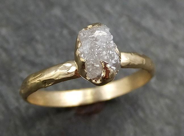 Raw Diamond Engagement Ring Rough Uncut Diamond Solitaire Recycled 14k yellow gold Conflict Free Diamond Wedding Promise byAngeline 0428 - by Angeline