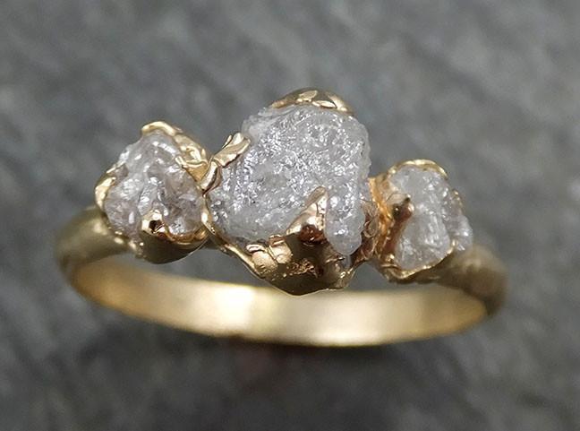 Raw Rough Diamond gold Engagement Multi stone Three Ring Rough Gold Wedding Ring diamond Wedding Ring Rough Diamond Ring byAngeline 0436 - by Angeline