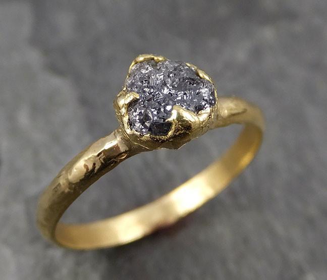 Rough Raw Black Diamond solitaire Engagement Ring Raw 18k Gold Wedding Ring Wedding Solitaire Rough Diamond Ring byAngeline 0457 - by Angeline