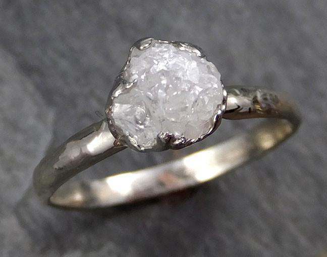 Rough Uncut Diamond Engagement Ring Rough Diamond Solitaire 14k white gold Conflict Free Diamond Wedding Promise byAngeline 0459 - by Angeline