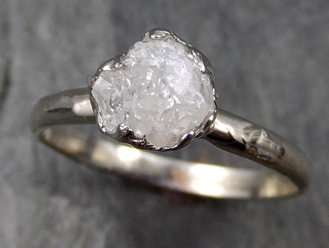 Rough Uncut Diamond Engagement Ring Rough Diamond Solitaire 14k white gold Conflict Free Diamond Wedding Promise byAngeline 0459 - by Angeline