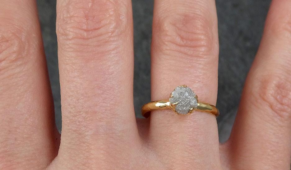 Diamond solitaire Engagement Ring 18k Rough Uncut gold Conflict Free Diamond Wedding Promise byAngeline 0461 - by Angeline