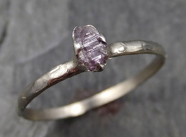 Dainty Raw Rough Uncut Conflict Free Pink Diamond Solitaire 14k Gold Wedding Ring by Angeline 0463 - by Angeline