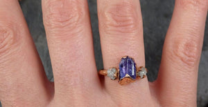 Raw Diamond Tanzanite Crystal Gemstone 14k Rose gold Ring Multi stone Wedding Ring 0466 - by Angeline