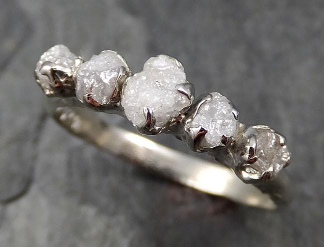 Raw Diamond White Gold Engagement Ring Wedding Ring Ring Multi stone byAngeline 0468 - by Angeline