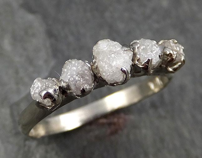 Raw Diamond White Gold Engagement Ring Wedding Ring Ring Multi stone byAngeline 0468 - by Angeline