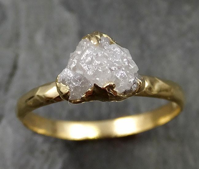 18k Raw Diamond Solitaire Engagement Ring Rough yellow Gold Wedding Ring diamond Wedding Ring Rough Diamond Ring 0471 - by Angeline