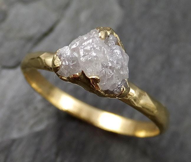 18k Raw Diamond Solitaire Engagement Ring Rough yellow Gold Wedding Ring diamond Wedding Ring Rough Diamond Ring 0471 - by Angeline