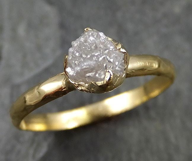 18k Raw Diamond Solitaire Engagement Rough yellow Gold Wedding Ring diamond Wedding Ring Rough Diamond Ring 0472 - by Angeline