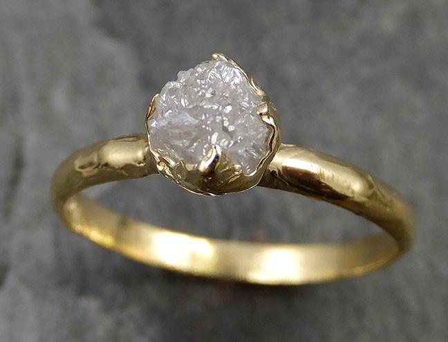 18k Raw Diamond Solitaire Engagement Rough yellow Gold Wedding Ring diamond Wedding Ring Rough Diamond Ring 0472 - by Angeline