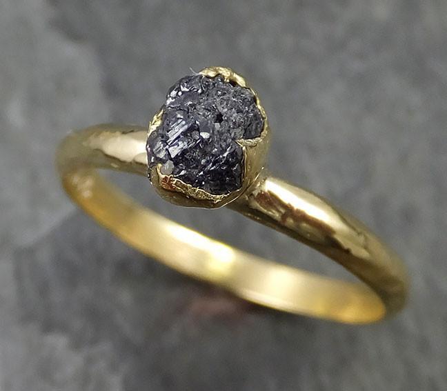 18k raw black diamond solitaire engagement ring rough gold wedding ring diamond wedding ring rough diamond ring 0473 Alternative Engagement