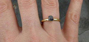 18k Raw Black Diamond Solitaire Engagement Ring Rough Gold Wedding Ring diamond Wedding Ring Rough Diamond Ring 0473 - by Angeline