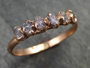 Dainty Diamond Engagement Stacking ring Multi stone Wedding anniversary Rose Gold 14k Rustic byAngeline 0476 - by Angeline
