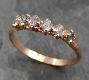 Dainty Diamond Engagement Stacking ring Multi stone Wedding anniversary Rose Gold 14k Rustic byAngeline 0476 - by Angeline