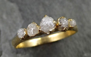 Raw Diamond 18k gold multi stone Engagement Ring Rough Gold Wedding Dainty Delicate Ring diamond Wedding Ring Rough Diamond Ring 0477 - by Angeline