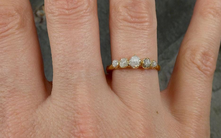 Raw Diamond 18k gold multi stone Engagement Ring Rough Gold Wedding Dainty Delicate Ring diamond Wedding Ring Rough Diamond Ring 0477 - by Angeline