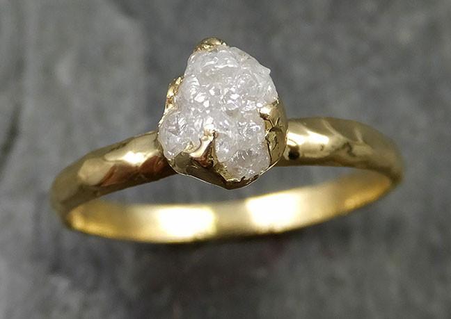 18k Raw Diamond Solitaire Engagement Rough Gold Wedding Ring diamond Wedding Ring Rough Diamond Ring 0479 - by Angeline