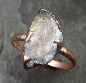 uncut Aquamarine Solitaire Ring Wedding Ring Custom One Of a Kind Gemstone Ring Bespoke byAngeline 0488 - by Angeline