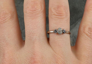 Dainty Diamond Engagement Stacking ring Multi stone Wedding anniversary White Gold 14k Rustic byAngeline 0491 - by Angeline
