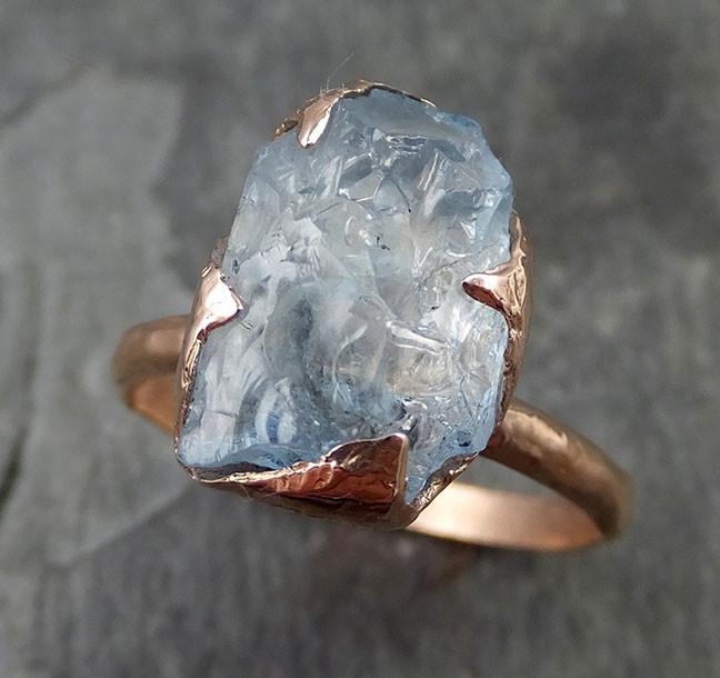 uncut Aquamarine Solitaire Ring Custom One Of a Kind Gemstone Ring Bespoke byAngeline 0493 - by Angeline