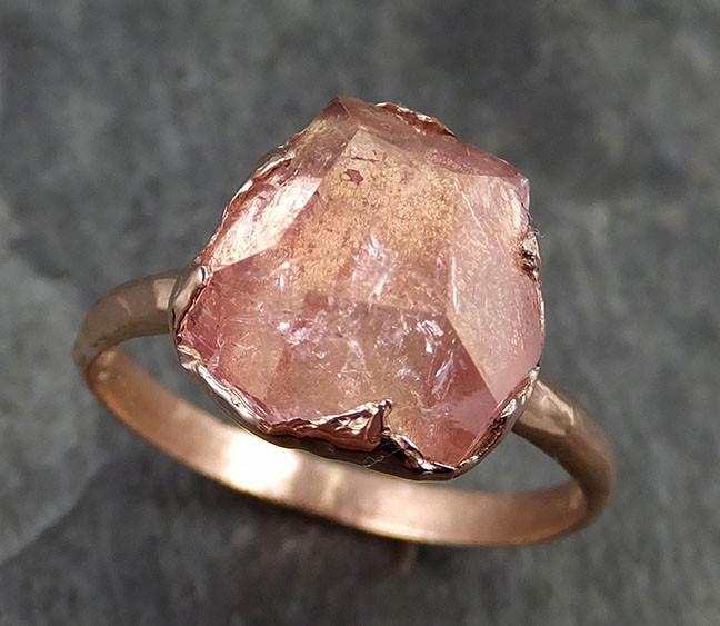Raw Rough and partially Faceted Pink Topaz 14k rose Gold Ring One Of a Kind Gemstone Ring Recycled gold byAngeline 0500 - by Angeline