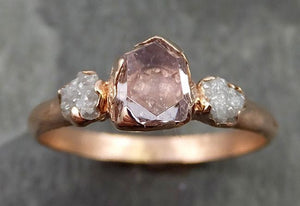Raw Rough and partially Faceted Pink Topaz Diamond 14k rose Gold Ring One Of a Kind Gemstone Ring Recycled gold byAngeline 0504 - by Angeline