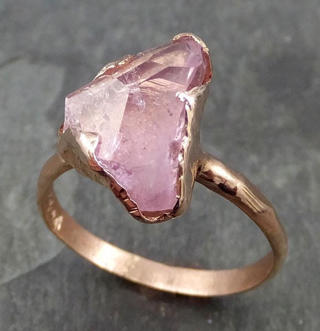 Partially Faceted Pink Topaz 14k rose Gold Ring One Of a Kind Gemstone Solitaire Ring Recycled gold byAngeline 0509 - by Angeline