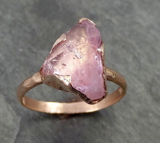 Partially Faceted Pink Topaz 14k rose Gold Ring One Of a Kind Gemstone Solitaire Ring Recycled gold byAngeline 0509 - by Angeline