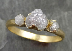18k Raw Rough Diamond yellow gold Engagement Multi stone Three Ring Rough Gold Wedding Ring diamond Wedding Ring Rough Diamond Ring byAngeline 0511 - by Angeline