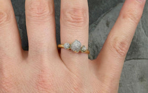 18k Raw Rough Diamond yellow gold Engagement Multi stone Three Ring Rough Gold Wedding Ring diamond Wedding Ring Rough Diamond Ring byAngeline 0512 - by Angeline