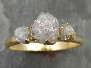 18k Raw Rough Diamond yellow gold Engagement Multi stone Three Ring Rough Gold Wedding Ring diamond Wedding Ring Rough Diamond Ring byAngeline 0512 - by Angeline