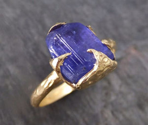 Raw Natural Tanzanite Crystal 14k Yellow Gold Ring Rough Uncut Gemstone tanzanite recycled 14k stacking cocktail statement byAngeline 0102 - by Angeline